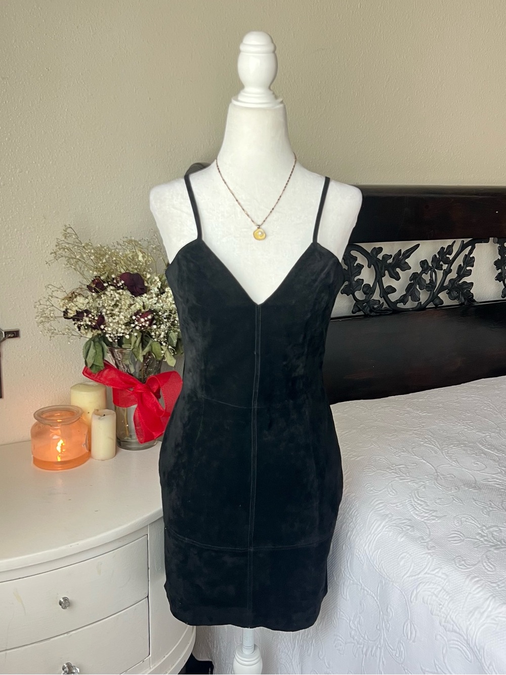 unique black suede leather vintage express dress size 2